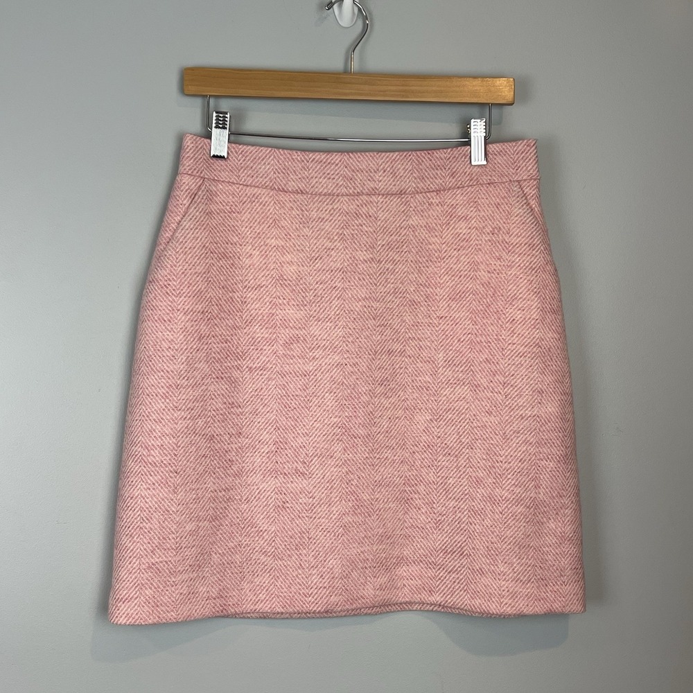 House of Bruar Pink Wool Short Skirt Womens Size 12 Preppy Tweed